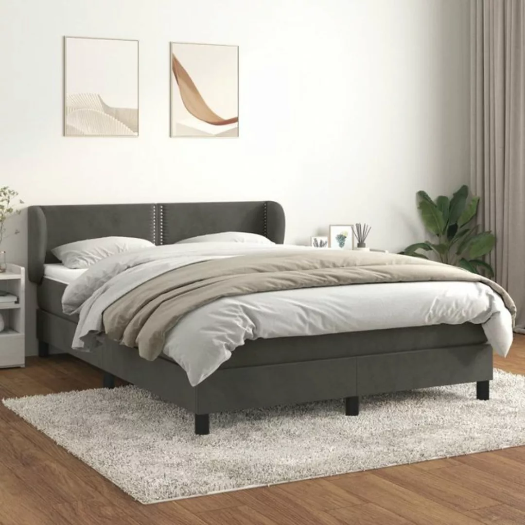 vidaXL Bettgestell Boxspringbett mit Matratze Dunkelgrau 140x200 cm Samt Be günstig online kaufen