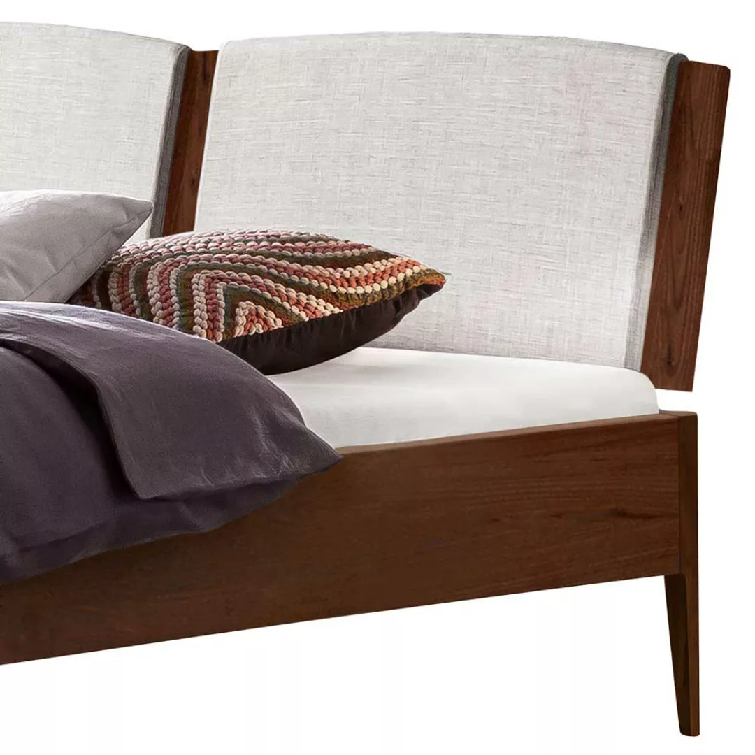 140x200 Bett aus Nussbaum in modernem Design 82 cm Kopfteil günstig online kaufen