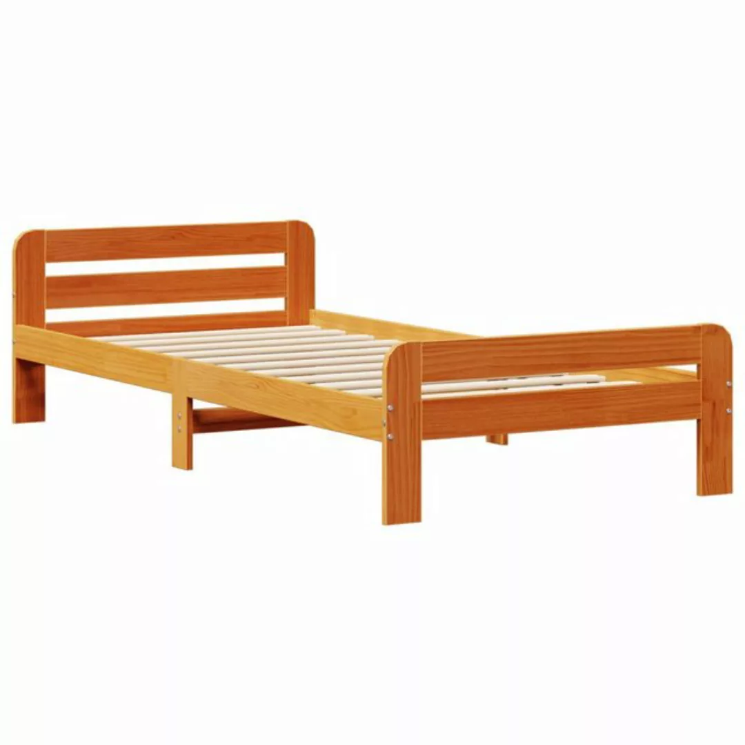 vidaXL Bett Massivholzbett ohne Matratze Wachsbraun 75x190 cm Kiefernholz günstig online kaufen