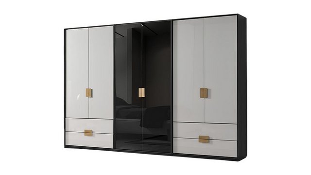 JVmoebel Kleiderschrank Schwarz-Weißer Schlafzimmer Kleiderschrank Moderner günstig online kaufen