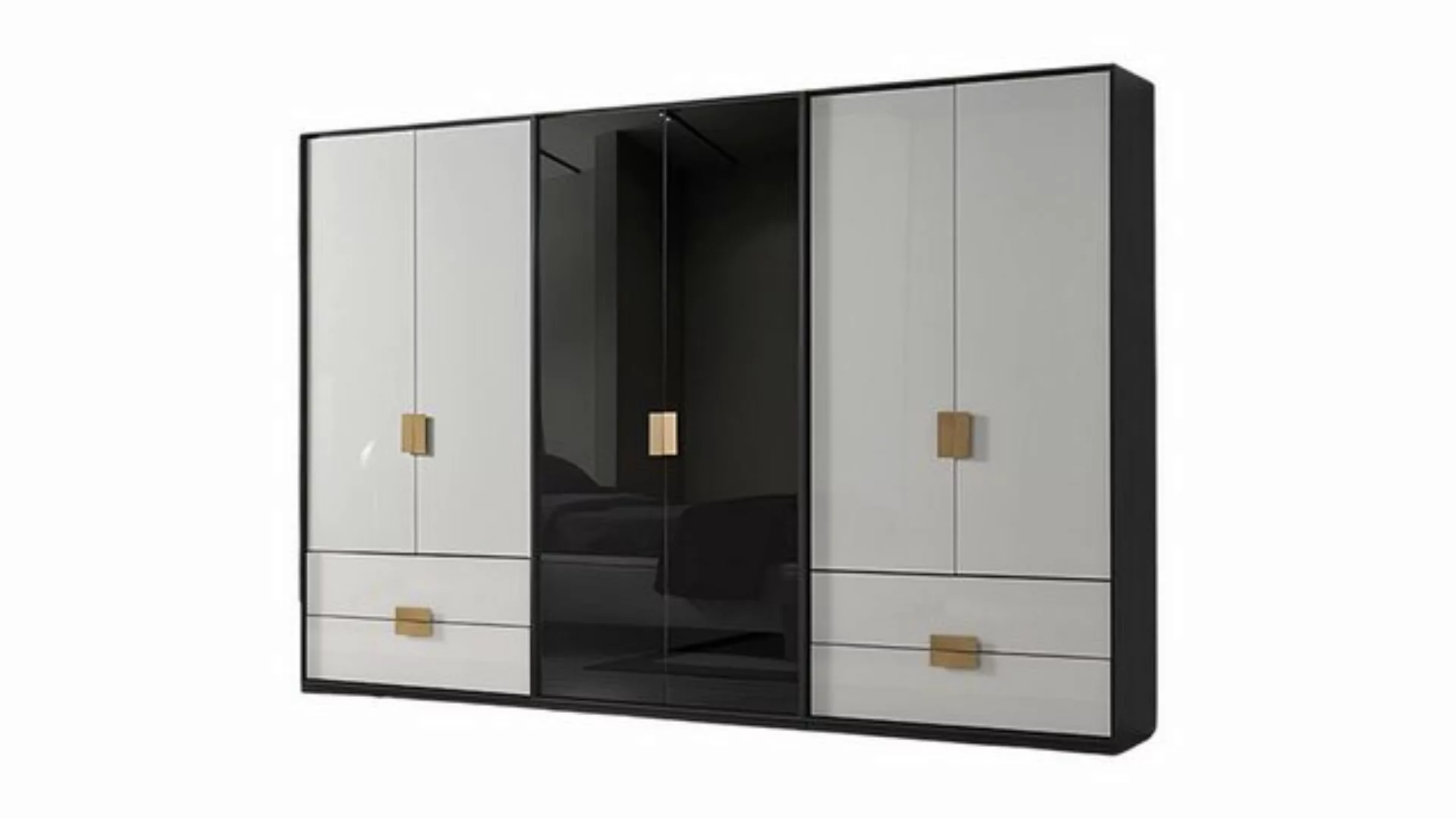 JVmoebel Kleiderschrank Schwarz-Weißer Schlafzimmer Kleiderschrank Moderner günstig online kaufen