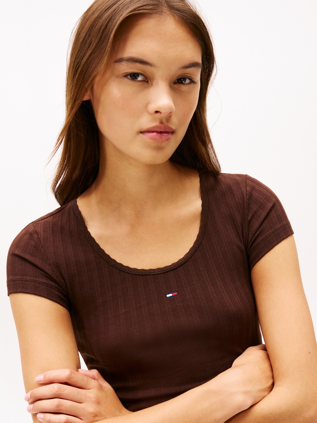 Tommy Jeans Kurzarmshirt "TJW SLIM IRREGULAR RIB SS", in gerippter Struktur günstig online kaufen