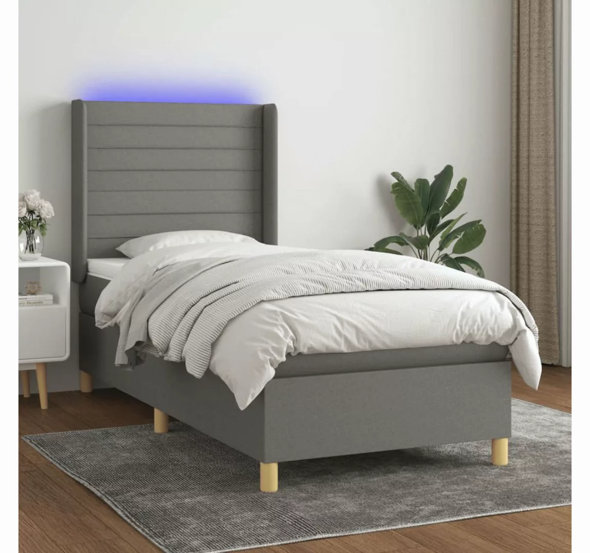 vidaXL Boxspringbett Boxspringbett mit Matratze LED Dunkelgrau 80x200 cm St günstig online kaufen