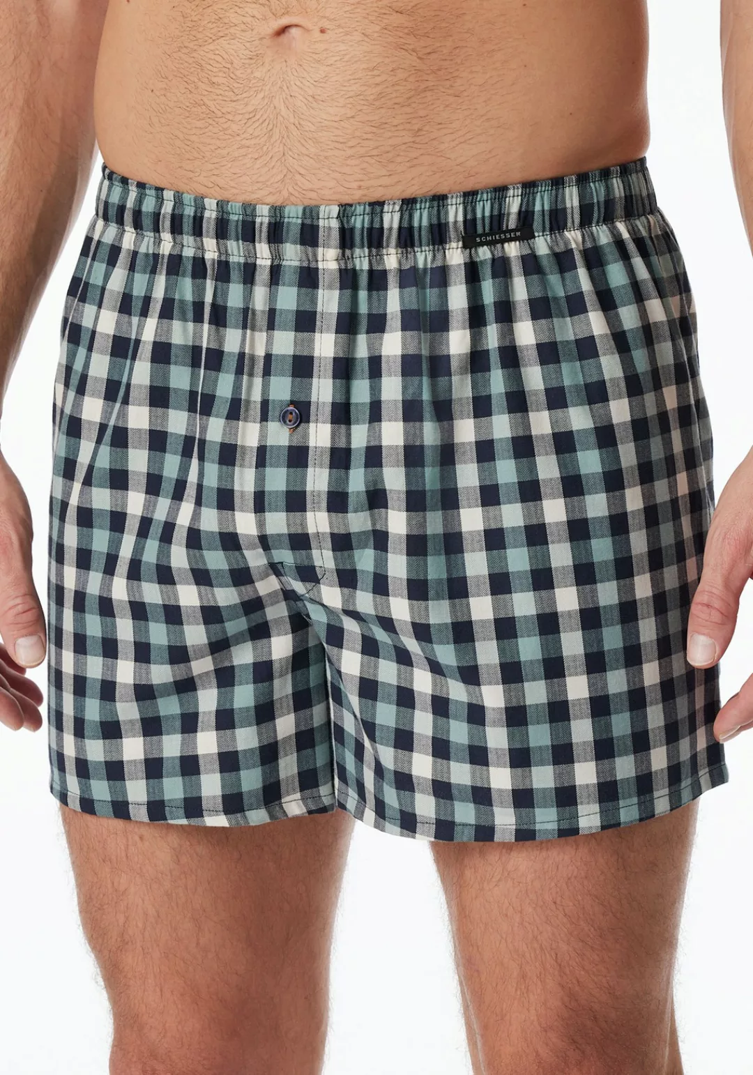 Schiesser 2-er Set Boxershorts Blau & Türkis kariert günstig online kaufen