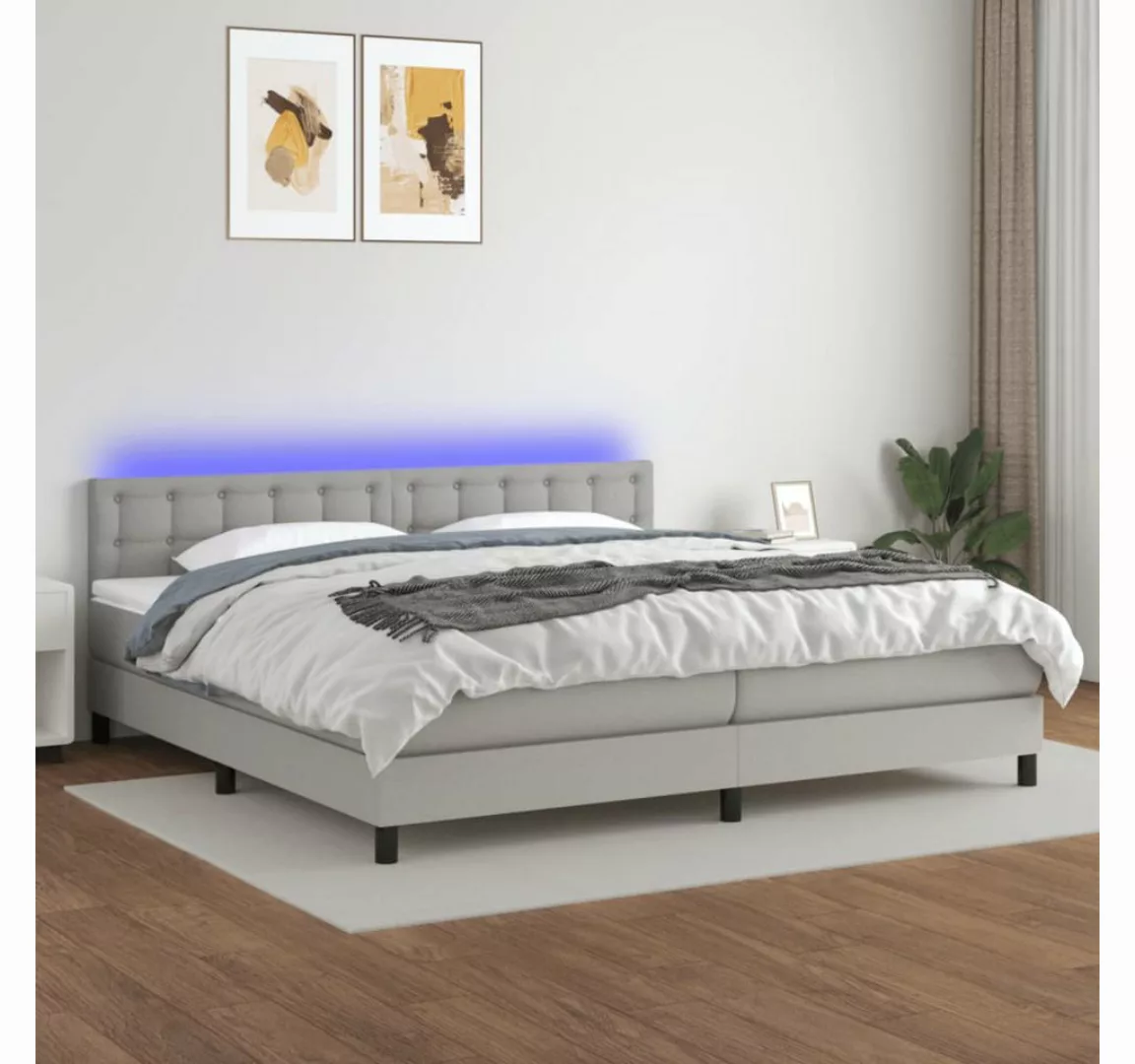 vidaXL Boxspringbett Boxspringbett mit Matratze LED Hellgrau 200x200 cm Sto günstig online kaufen