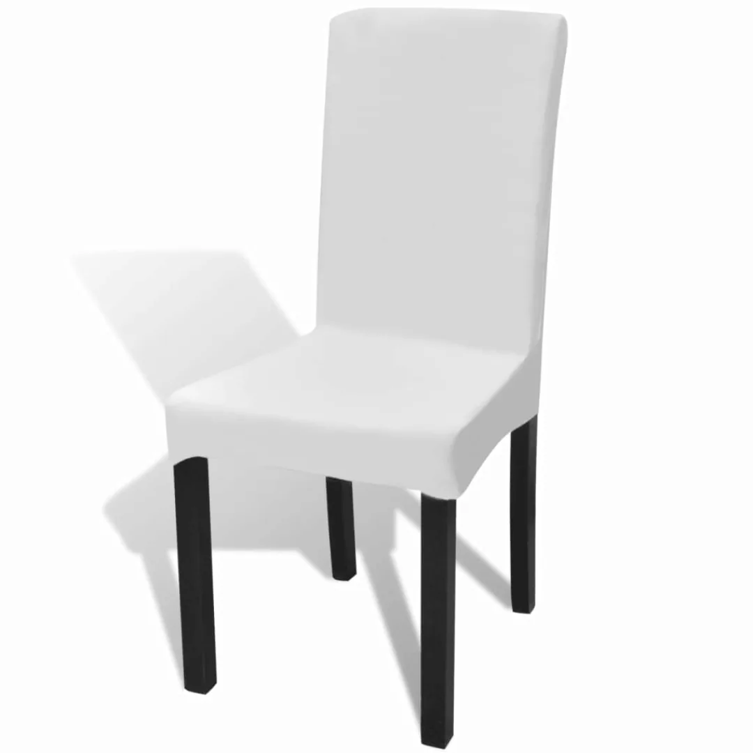 Gerader Stretch Stuhlbezug 4 Stück Weiß günstig online kaufen