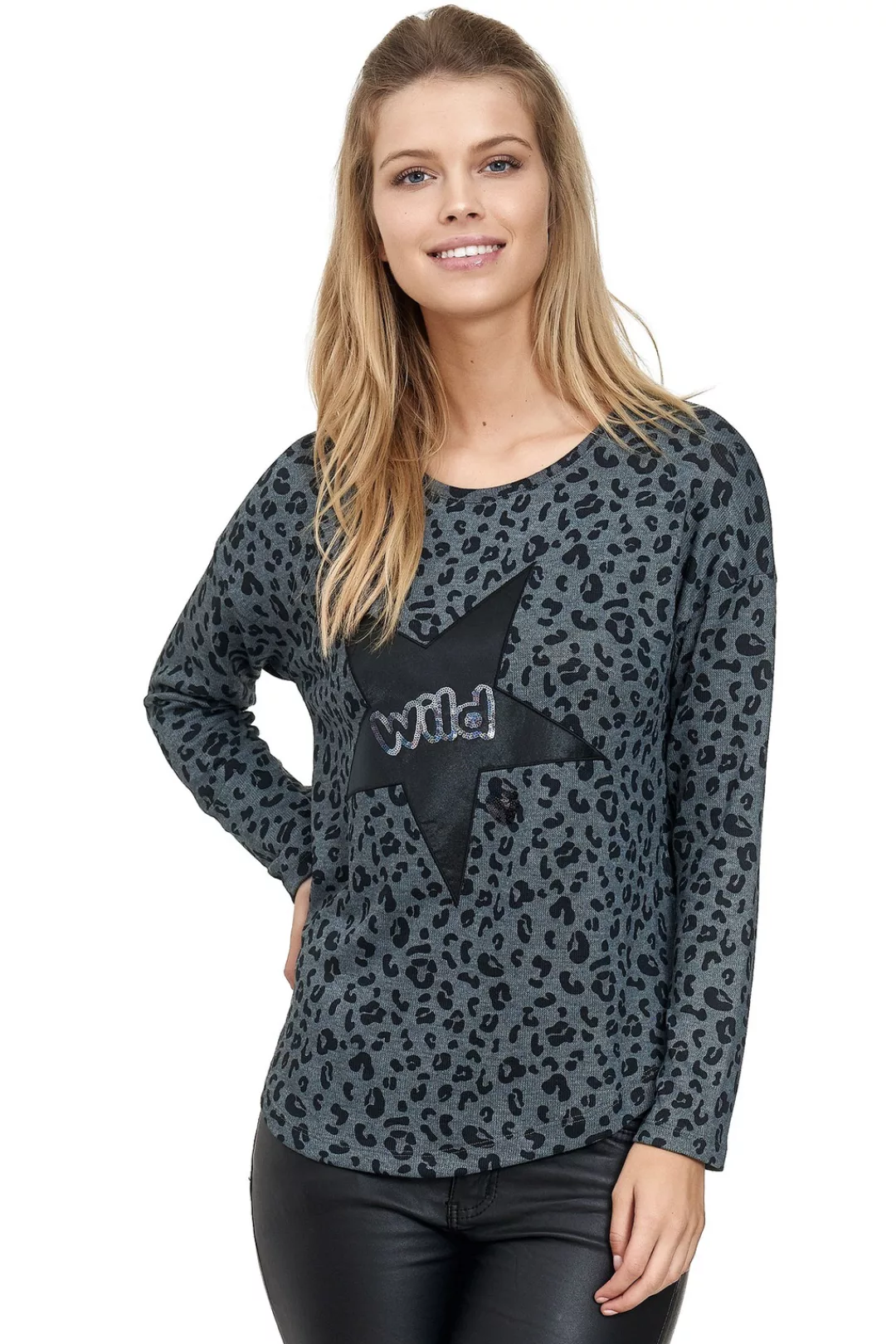 Decay Langarmshirt, mit wildem Leoprint günstig online kaufen