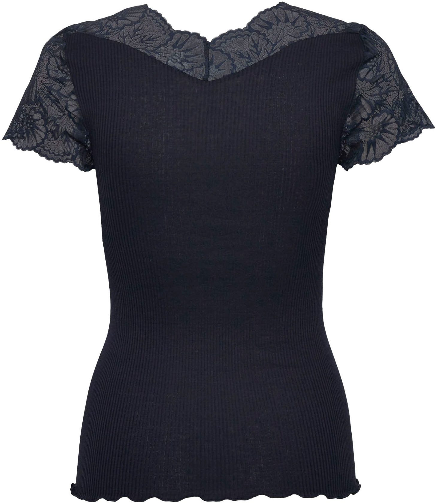 rosemunde T-Shirt elastischer Vintage-Spitzenbesatz, Kurzarm, gewellter günstig online kaufen