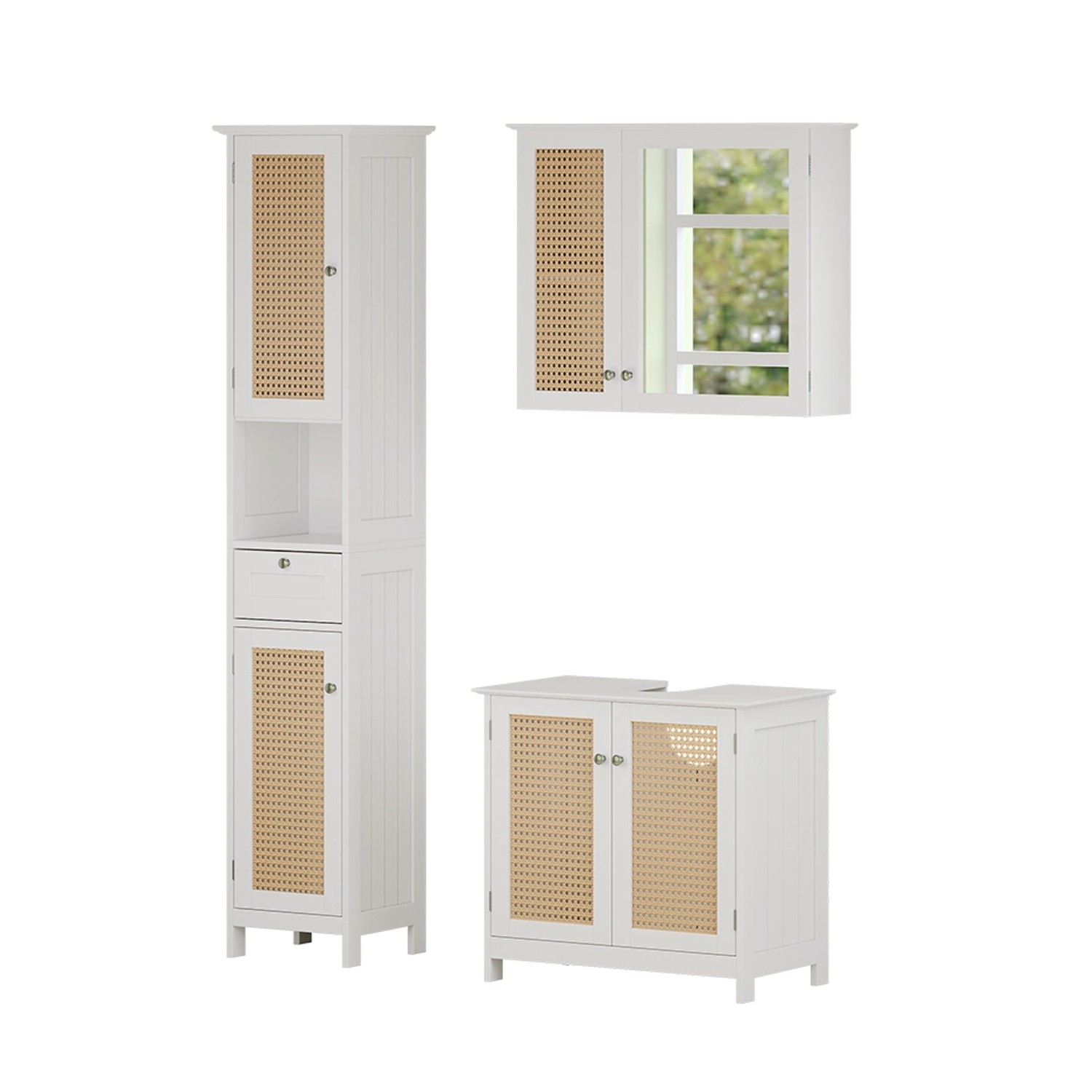 Vicco Badmöbel-Set Rosario Weiß 3 teilig mit Hochschrank günstig online kaufen