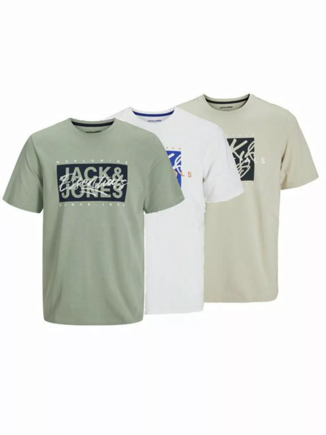 Jack & Jones T-Shirt JACK & JONES Male T-Shirt 3er-Pack Logo Rundhals T-Shi günstig online kaufen