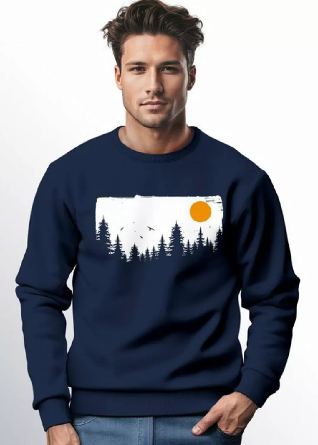 Neverless Sweatshirt Sweatshirt Herren Wald Bäume Outdoor Adventure Abenteu günstig online kaufen