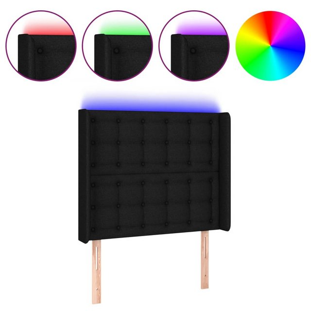 vidaXL Bett, LED Kopfteil Schwarz 83x16x118/128 cm Stoff günstig online kaufen