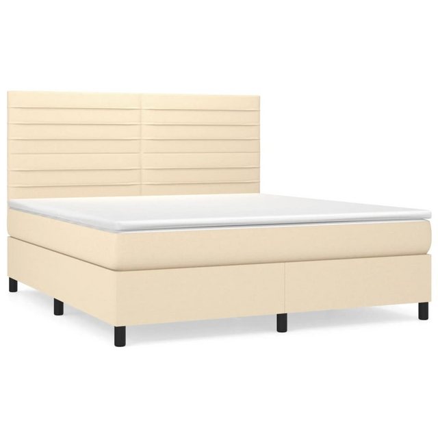 vidaXL Boxspringbett Boxspringbett mit Matratze Creme 160x200 cm Stoff Bett günstig online kaufen