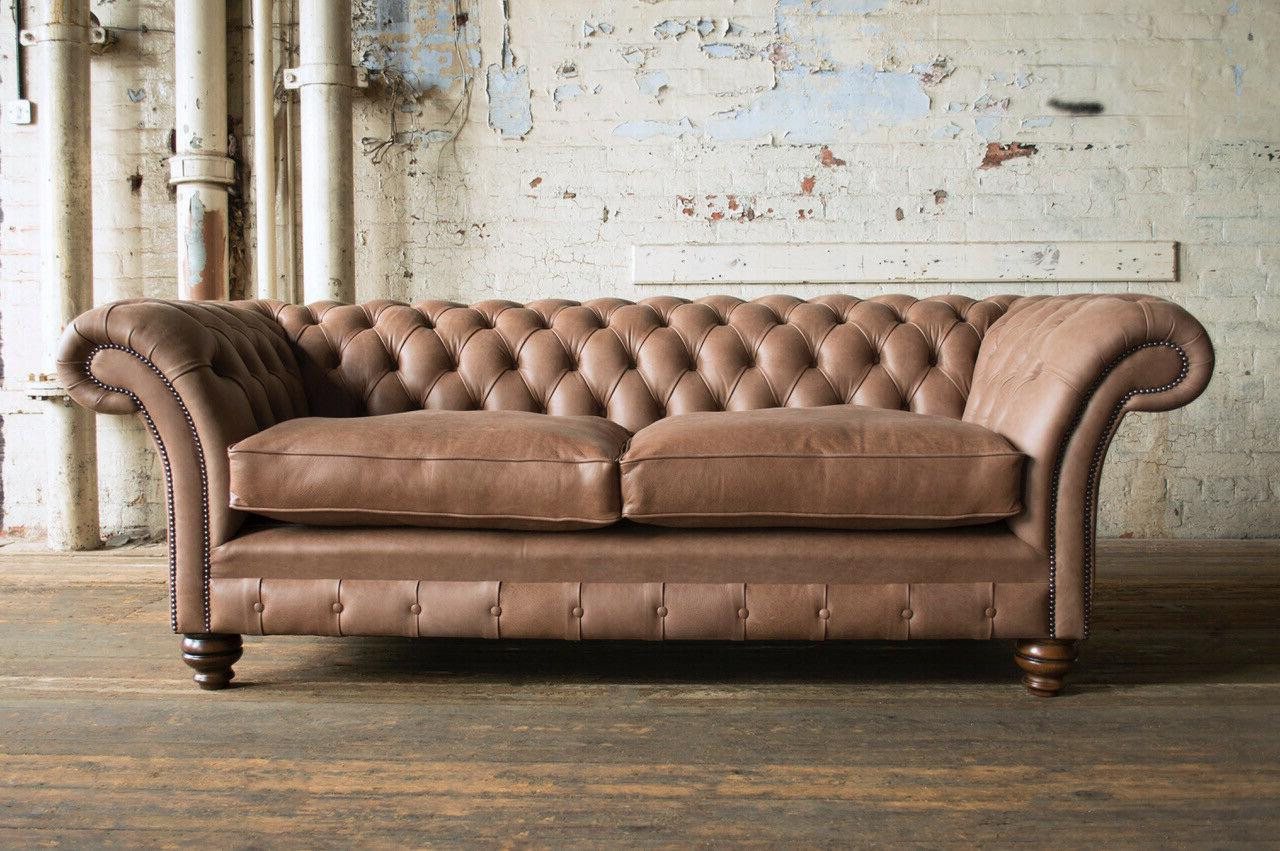 Xlmoebel Sofa Klassisches Sofa mit Textilbezug in braunem Chesterfield-Lede günstig online kaufen