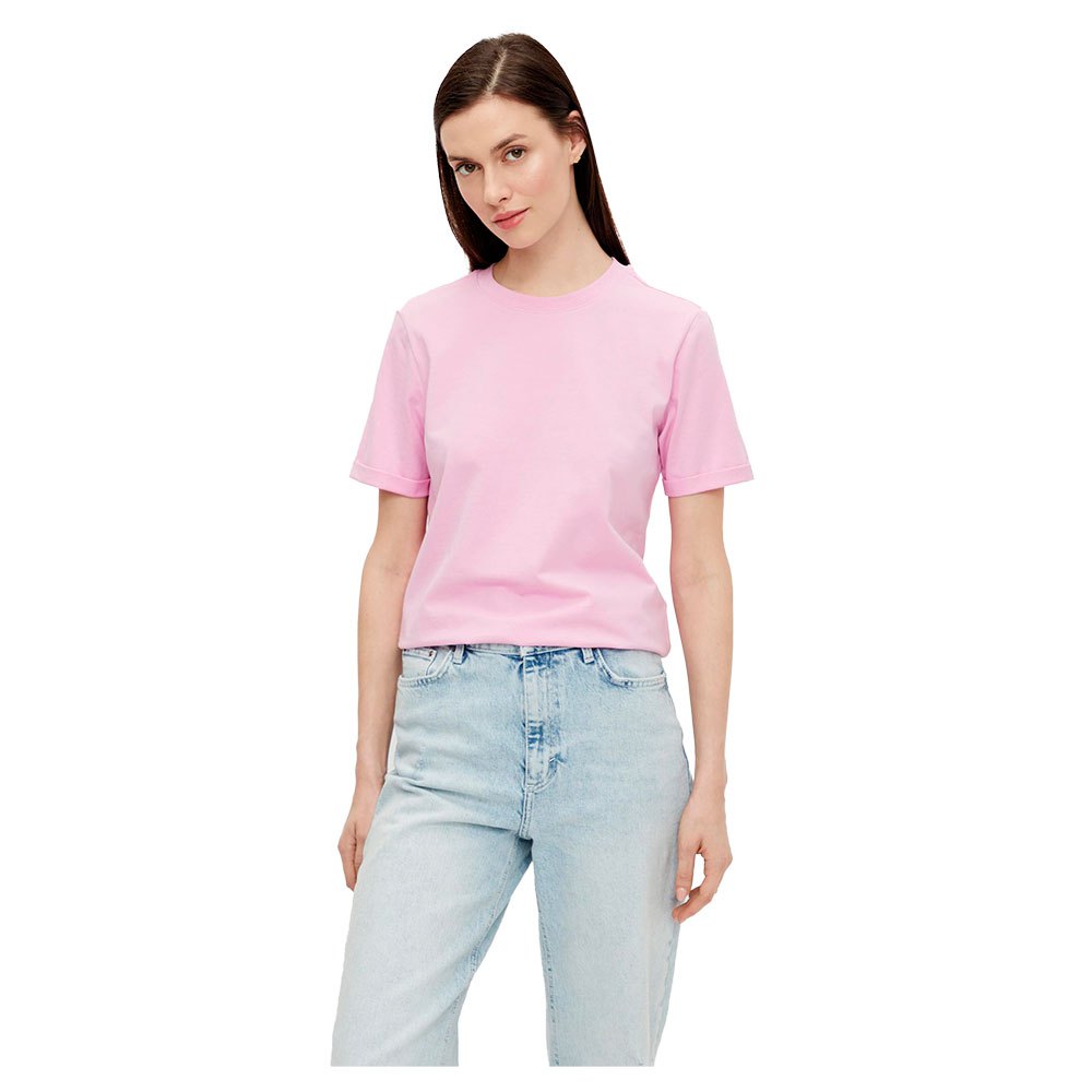 Pieces Ria Kurzarm Fold Up Solides T-shirt L Pastel Lavender günstig online kaufen