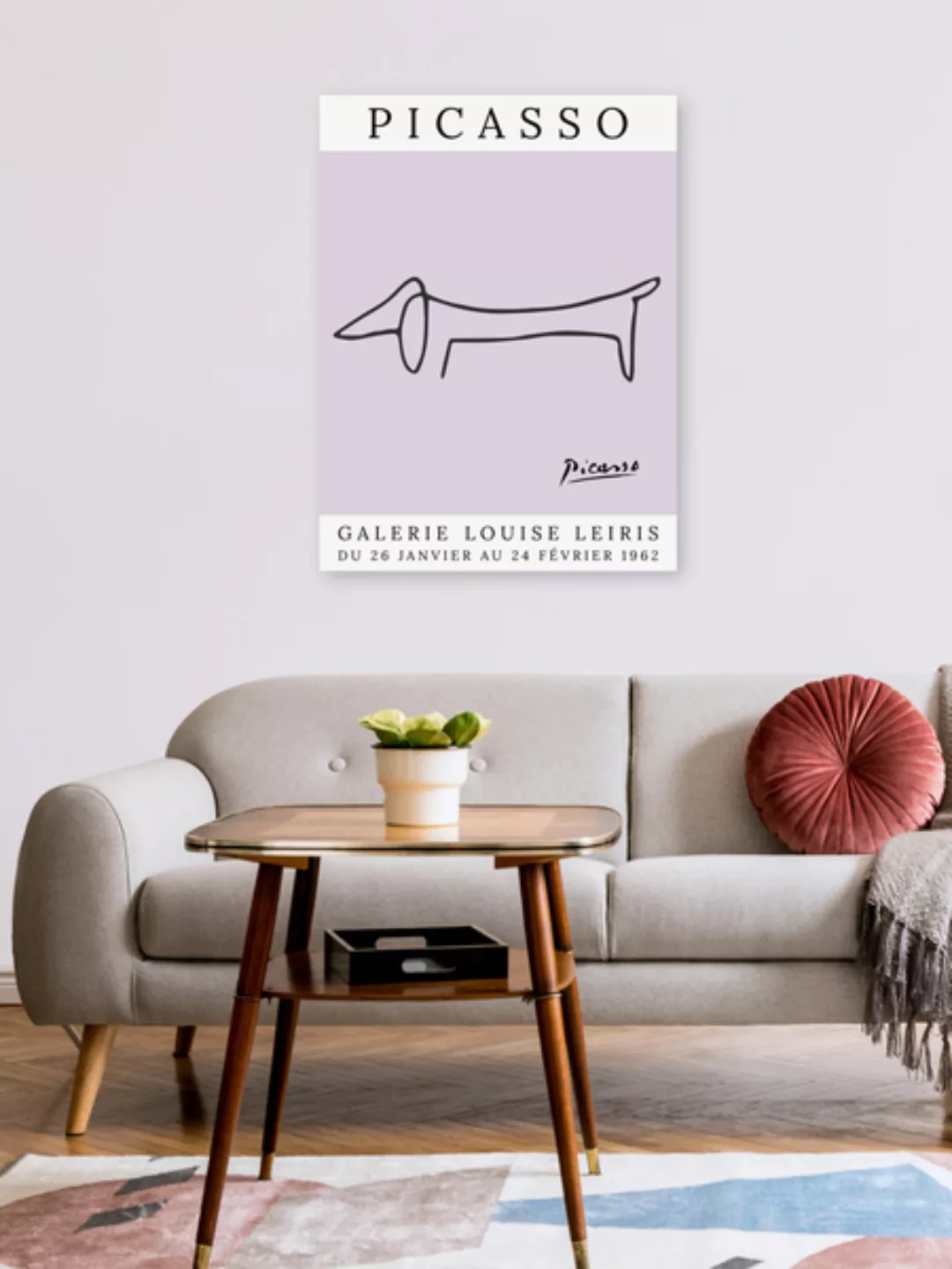 Poster / Leinwandbild - Picasso Hund – Lila günstig online kaufen