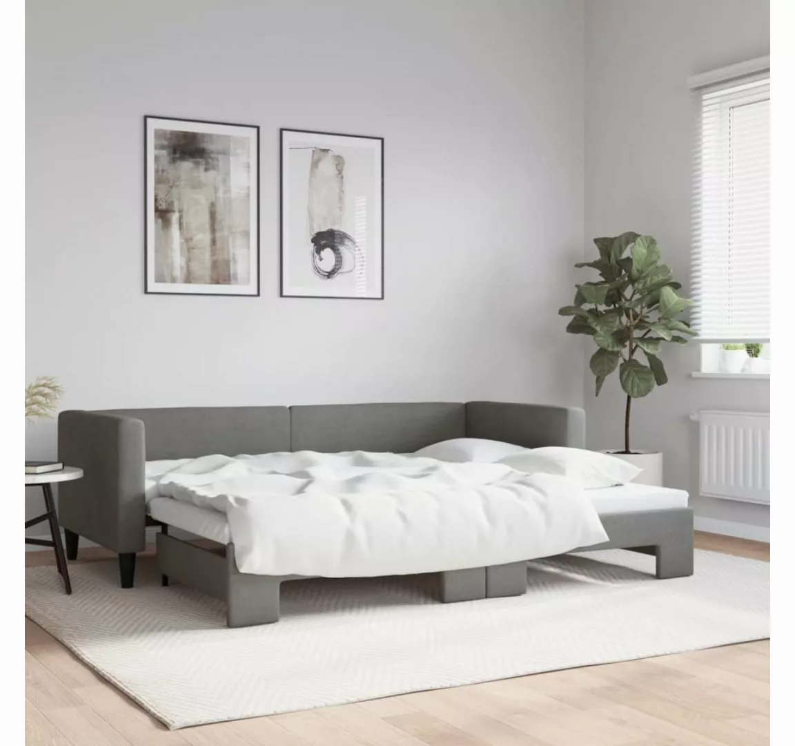 vidaXL Gästebett Gästebett Tagesbett Ausziehbar Dunkelgrau 80x200 cm Stoff günstig online kaufen