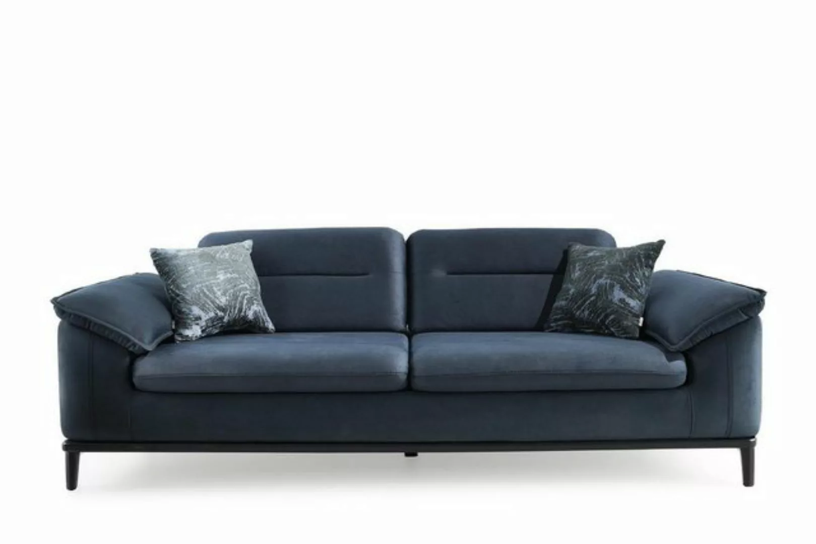 Xlmoebel 3-Sitzer Stilvolles blaues Stoffsofa Dreisitzer Elegant 3-Sitzer P günstig online kaufen