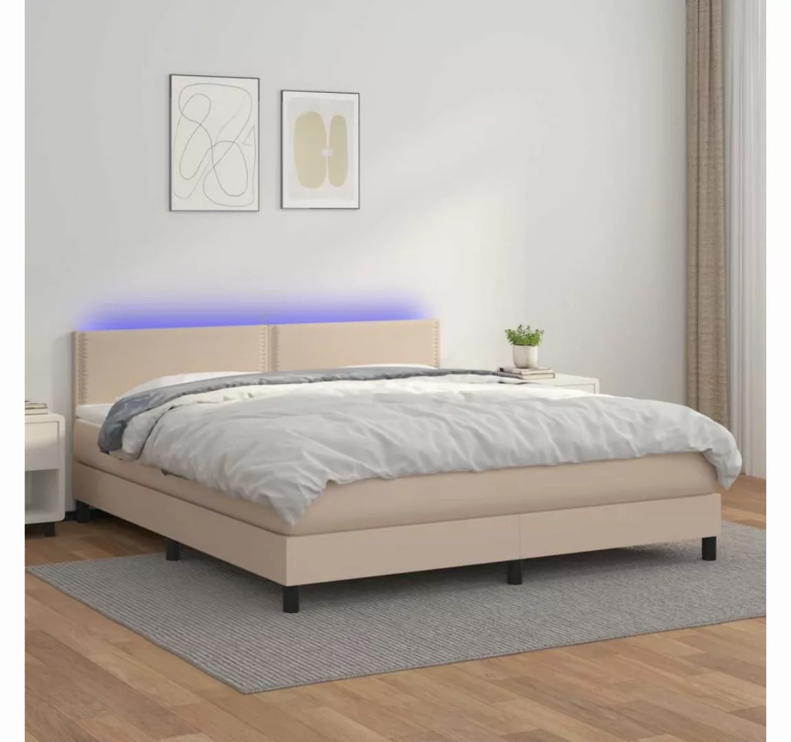 vidaXL Boxspringbett Bett Boxspringbett mit Matratze & LED Kunstleder (160 günstig online kaufen