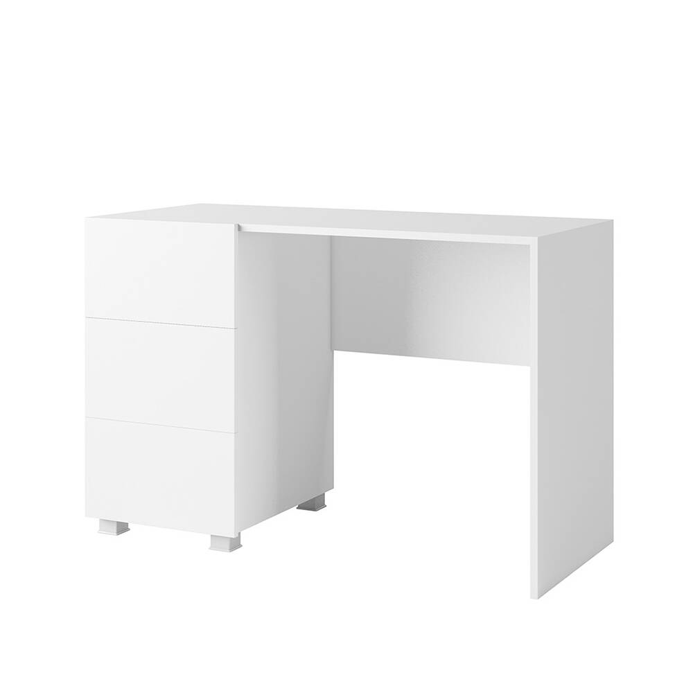 Arbeitsplatz Schreibtisch mit 3 Schubladen in weiß Hochglanz CAIRNS-132, B/ günstig online kaufen