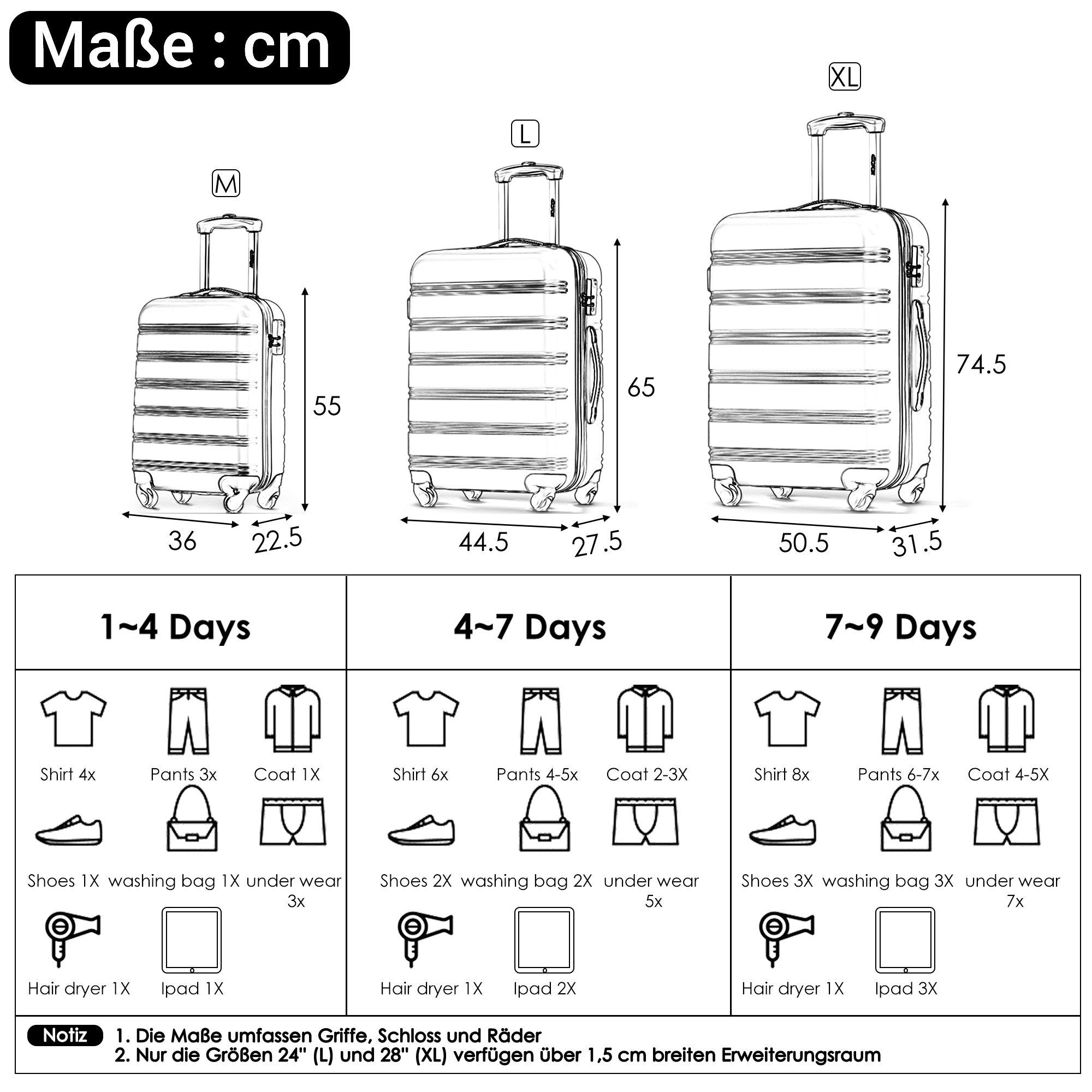 Flieks Trolleyset, 4 Rollen, (Set-3 tlg., günstig online kaufen