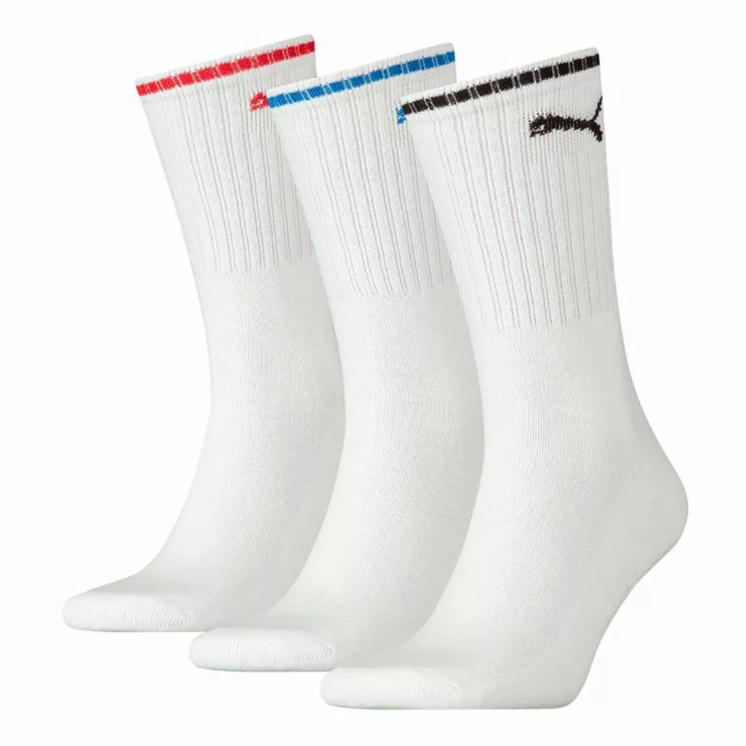PUMA Unisex Sport-Socken, 3er Pack - Sport Crew Stripe, Tennissocken, Strei günstig online kaufen