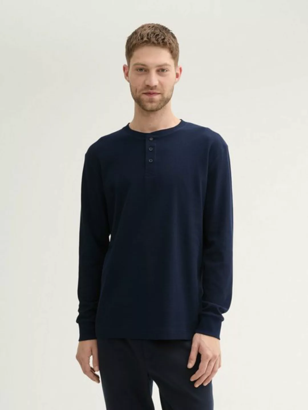 TOM TAILOR T-Shirt Henley Langarmshirt mit Struktur günstig online kaufen