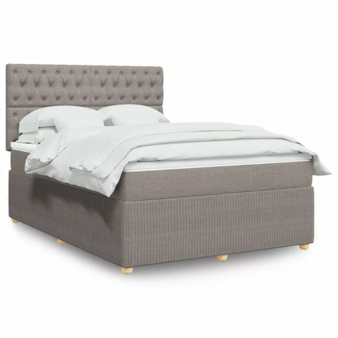 vidaXL Boxspringbett, Boxspringbett mit Matratze Taupe 160x200 cm Stoff günstig online kaufen