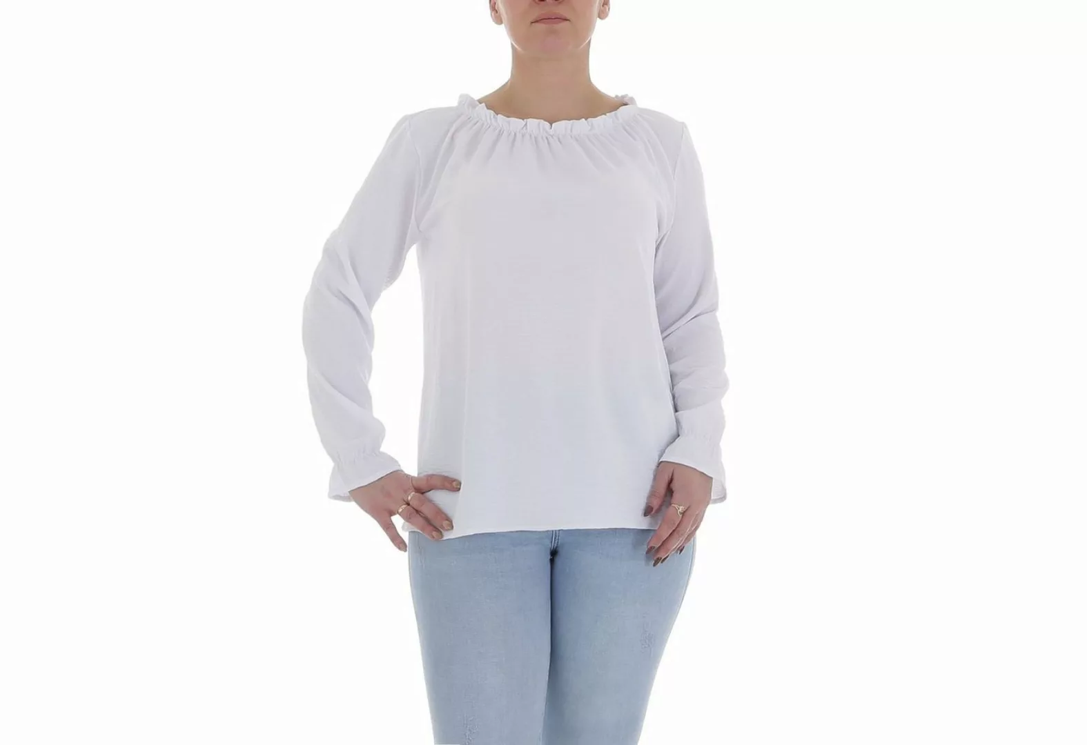 Ital-Design Langarmbluse Damen Elegant Bluse in Weiß günstig online kaufen