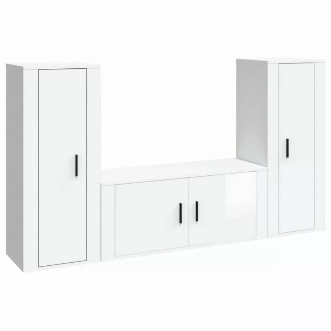 Vidaxl 3-tlg. Tv-schrank-set Hochglanz-weiß Holzwerkstoff günstig online kaufen