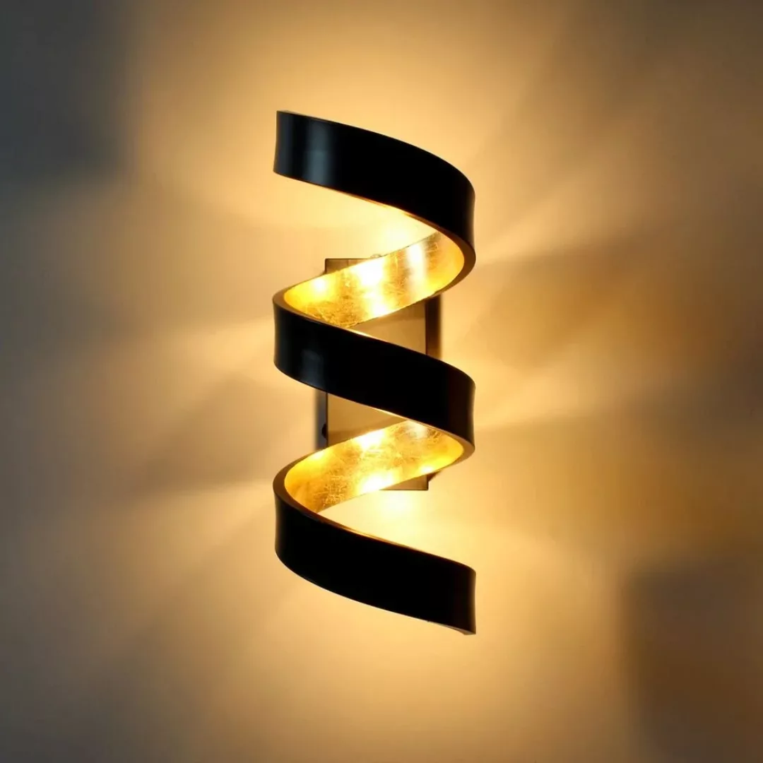 Luce Design LED-Wandleuchte Helix Schwarz-Gold 26 cm x 10 cm x 13 cm günstig online kaufen