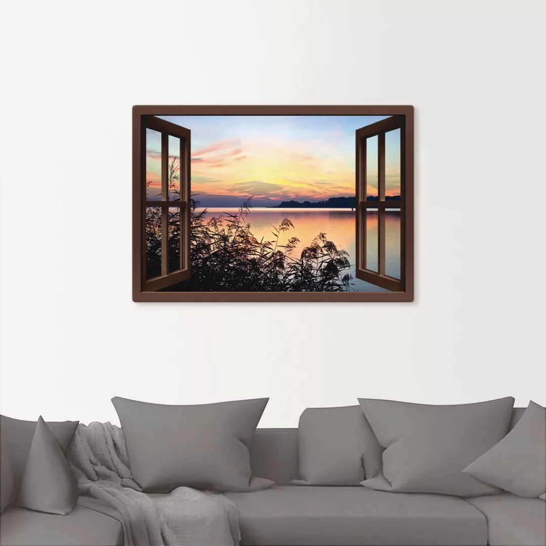 Artland Wandbild "Fensterblick - Abendrot im Schilf", Fensterblick, (1 St.) günstig online kaufen