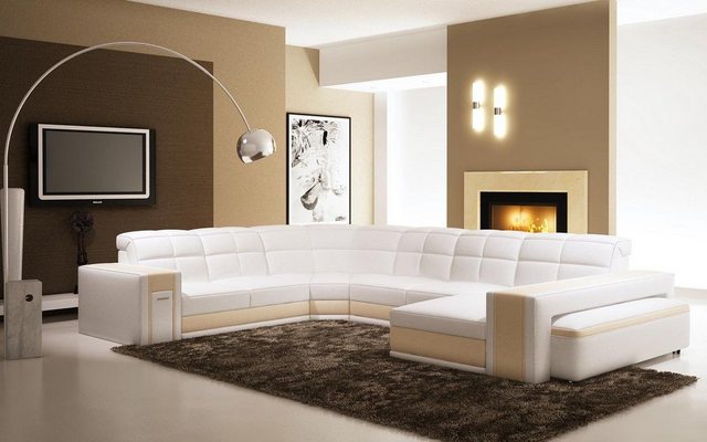 JVmoebel Ecksofa Designer Schwarzes Ecksofa Big Polster Couch Leder Wohnlan günstig online kaufen