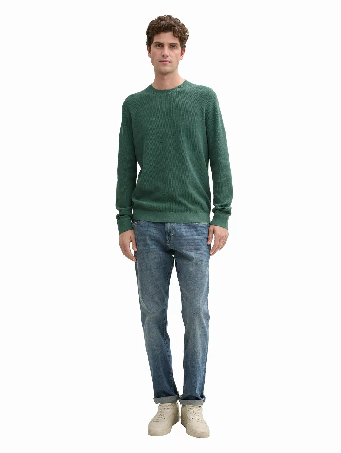 Tom Tailor Herren Rundhals Pullover STRUCTURED CREWNECK - Regular Fit günstig online kaufen