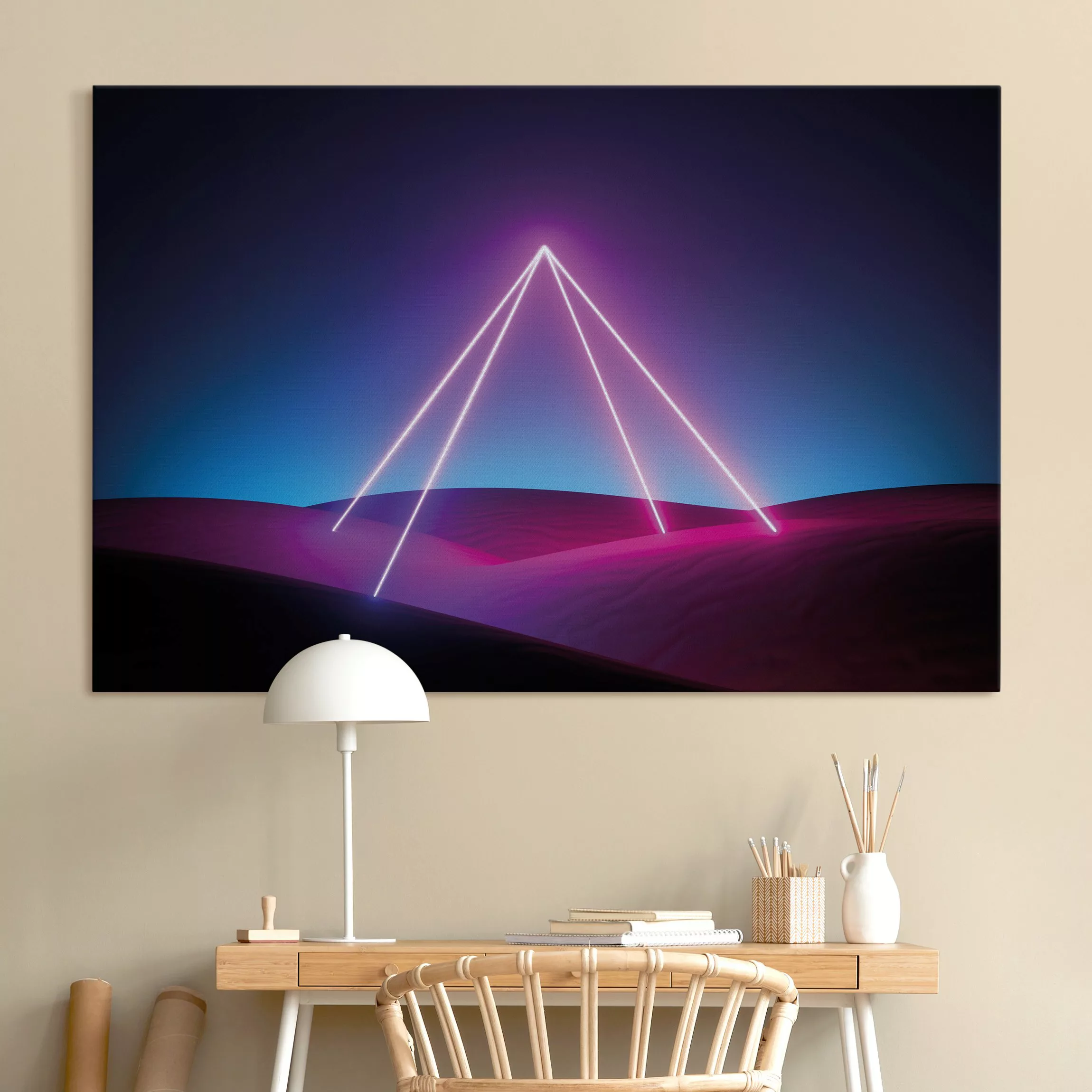 Akustikbild Neonlichtpyramide günstig online kaufen