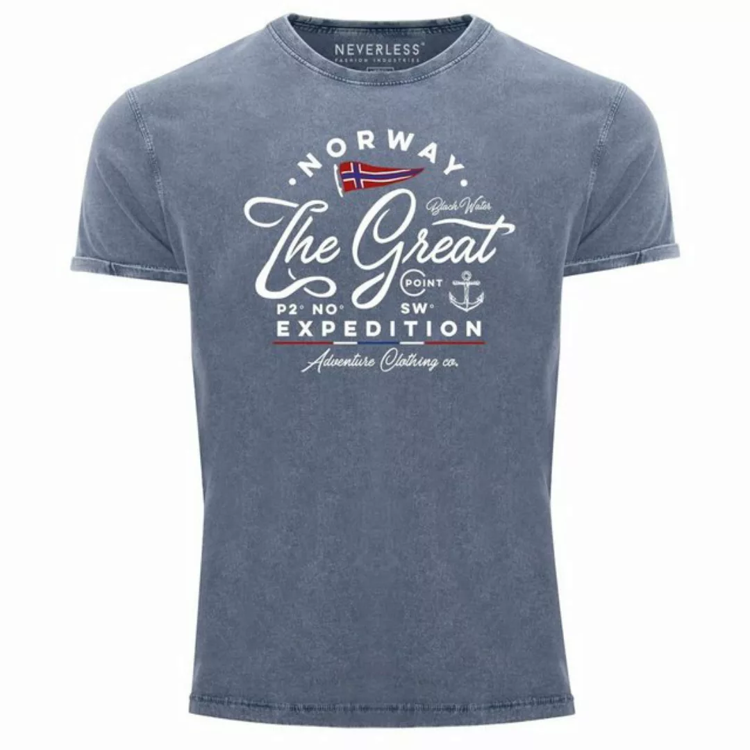 Neverless Print-Shirt Herren Vintage Shirt Norwegen The Great Expedition Ou günstig online kaufen