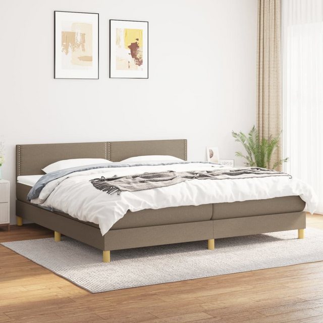 vidaXL Bettgestell Boxspringbett mit Matratze Taupe 200x200 cm Stoff Bett B günstig online kaufen