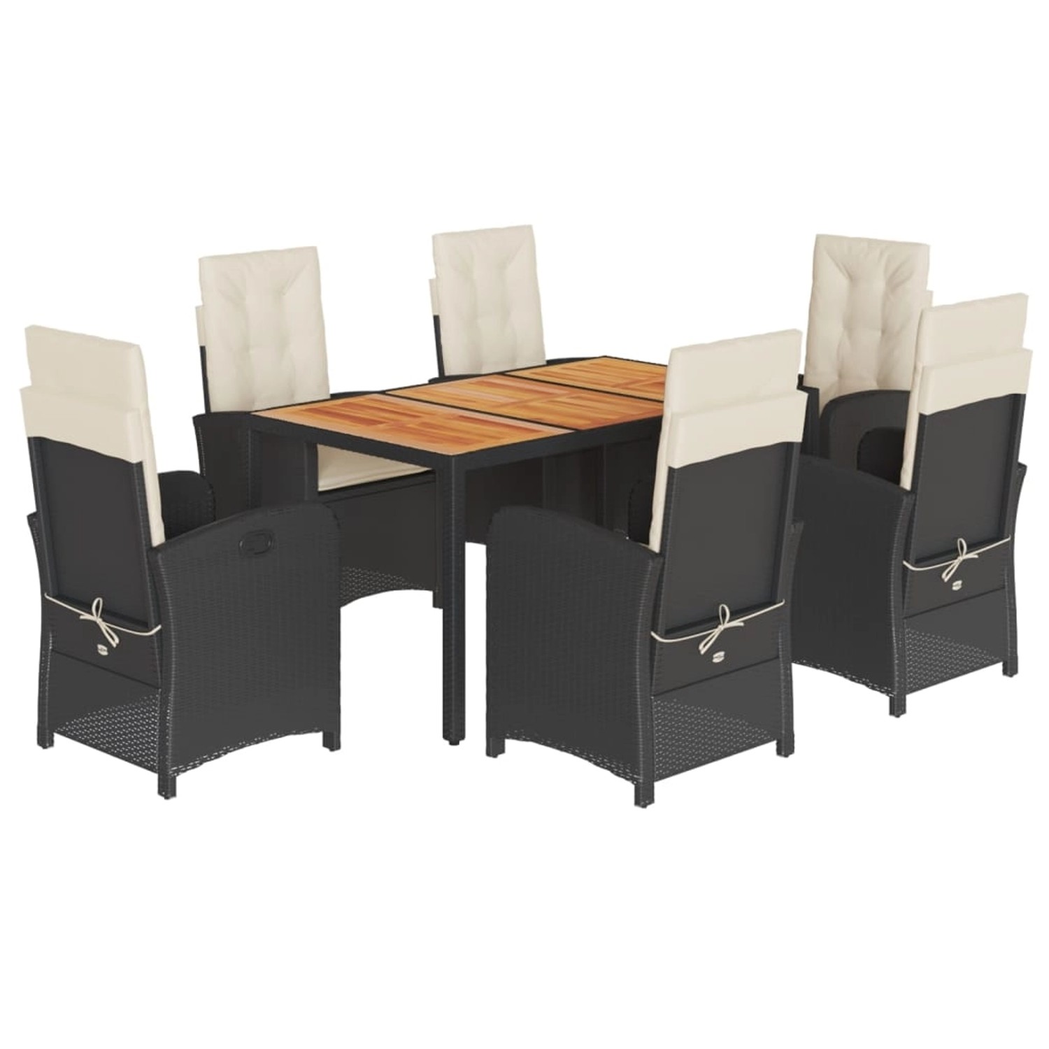 vidaXL 7-Tlg Garten-Essgruppe mit Kissen Schwarz Poly Rattan 3212225 günstig online kaufen