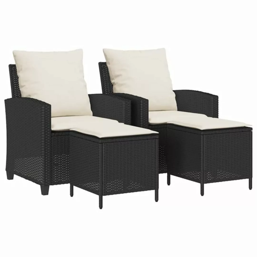 vidaXL Loungesofa 4-tlg. Garten-Sofagarnitur mit Kissen Schwarz Poly Rattan günstig online kaufen