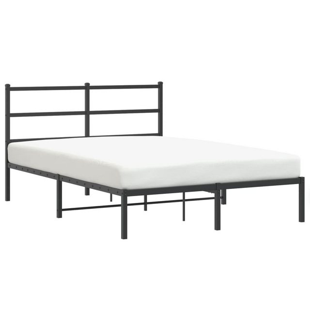 vidaXL Bettgestell, Bettrahmen mit Kopfteil Metall Schwarz 140x190 cm günstig online kaufen