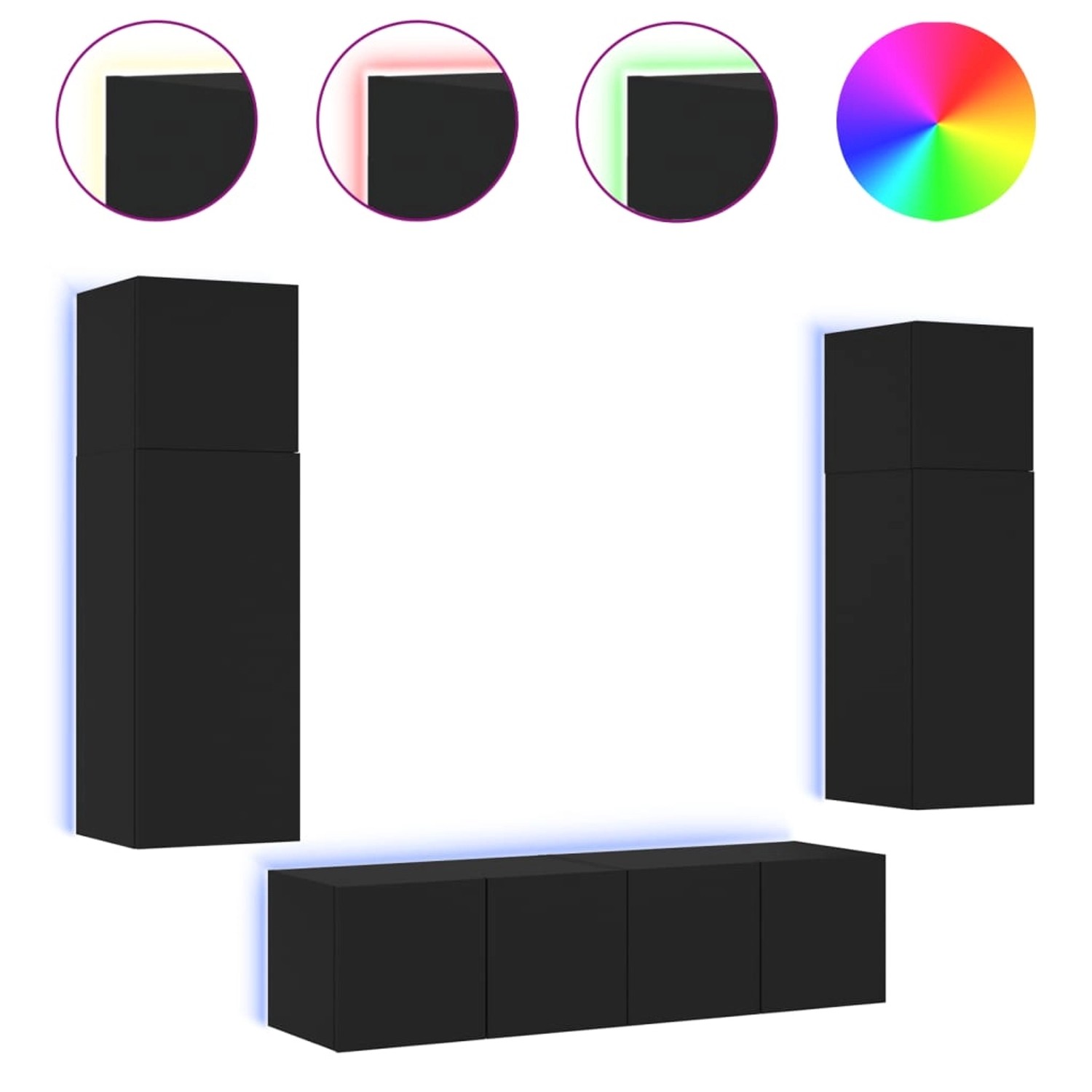 VidaXL 6-tlg. Wohnwand mit LED-Beleuchtung Schwarz Holzwerkstoff  Modell 7 günstig online kaufen