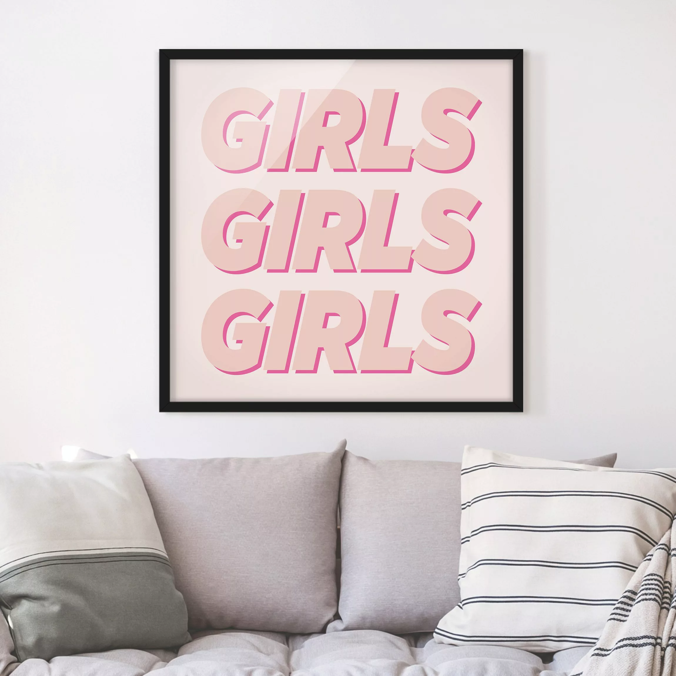 Bild mit Rahmen Spruch - Quadrat GIRLS GIRLS GIRLS günstig online kaufen