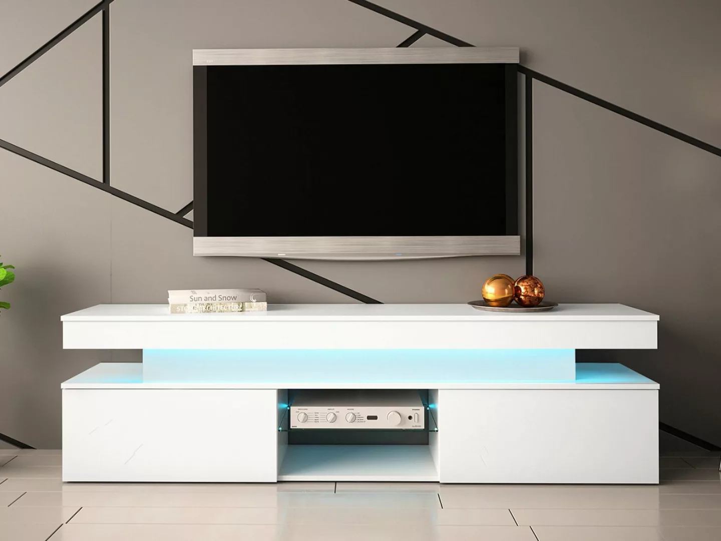MIRJAN24 TV-Schrank Glossa 2D 190 (mit zwei Klappen) mit blauer LED-Beleuch günstig online kaufen
