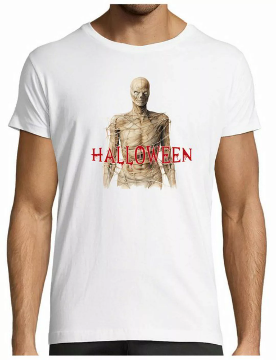 MyDesign24 T-Shirt Herren Halloween Shirt realistisch gestaltete Mumie Grus günstig online kaufen