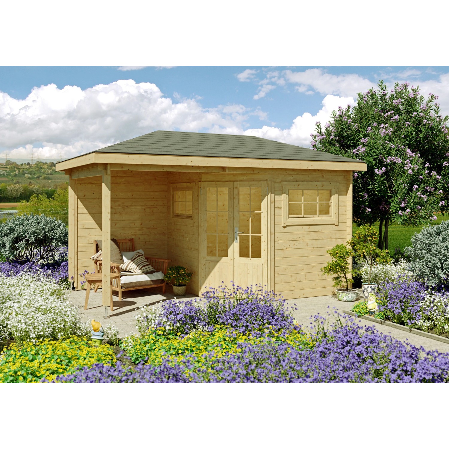 Fjordholz 5-Eck Gartenhaus Modell Evelyn 2B Farblos Imprägniert günstig online kaufen