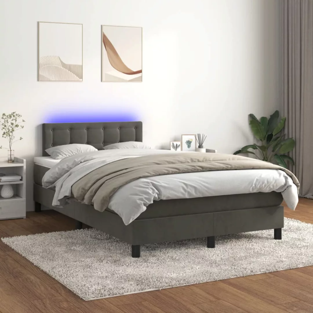 Vidaxl Boxspringbett Mit Matratze & Led Dunkelgrau 120x200 Cm Samt günstig online kaufen