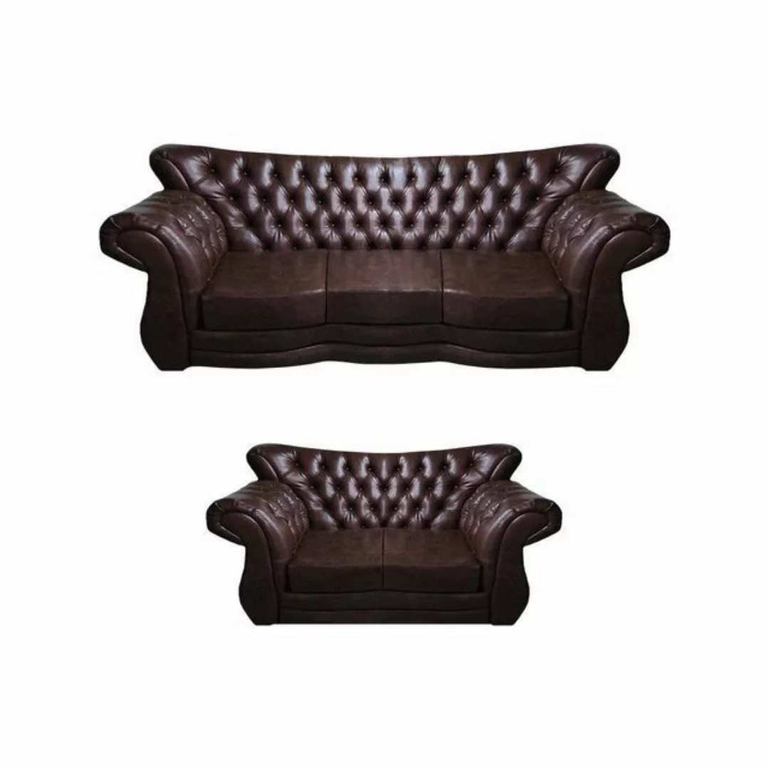 JVmoebel Chesterfield-Sofa Komplett Sofas Dreisitze mit Zweisitzer Couch Le günstig online kaufen