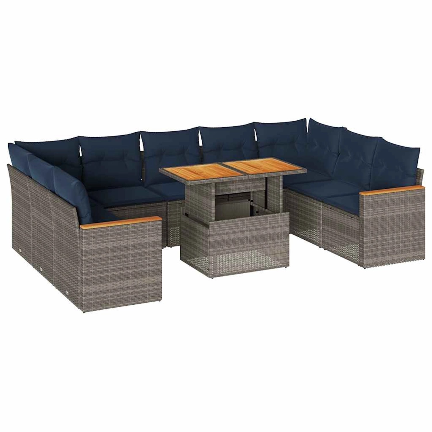 vidaXL 10-Tlg Garten-Sofagarnitur mit Kissen Grau Poly Rattan 3327533 günstig online kaufen