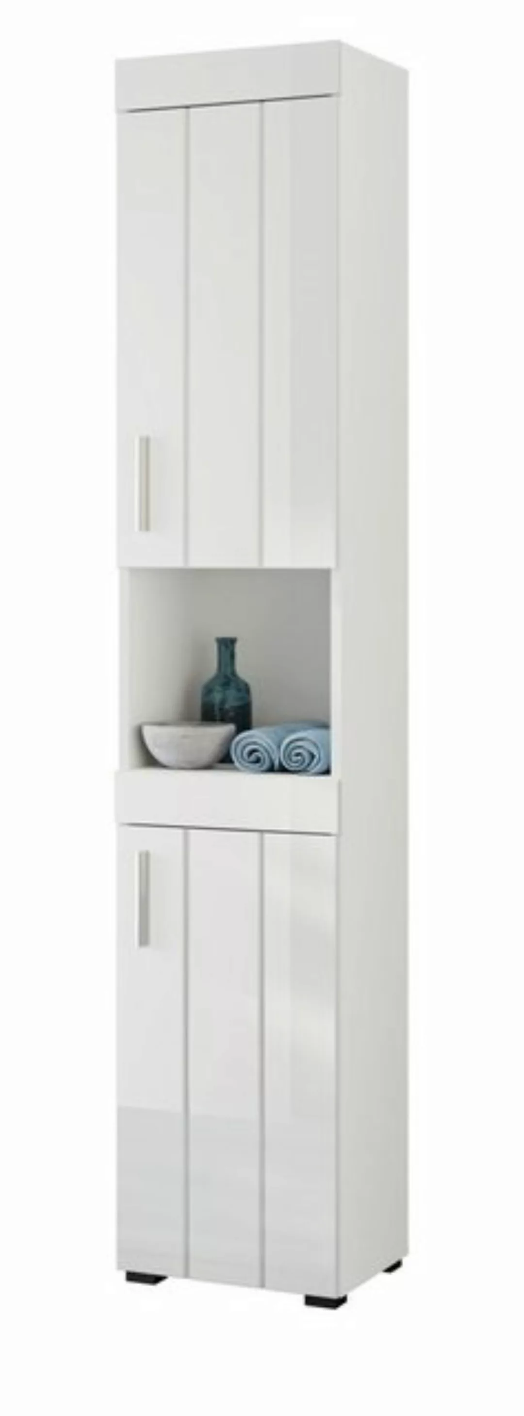 Inn.Furn Hochschrank Blanche (Badschrank 36x190 cm, 2-türig) weiß Hochglanz günstig online kaufen