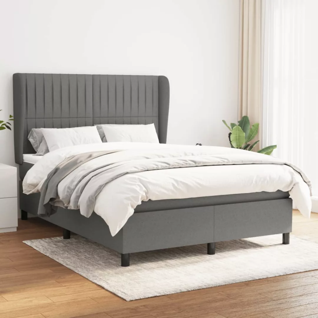 Vidaxl Boxspringbett Mit Matratze Dunkelgrau 140x200 Cm Stoff günstig online kaufen